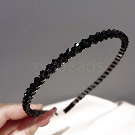 Glass Beaded Hair Bands PW-WG78237-06-1