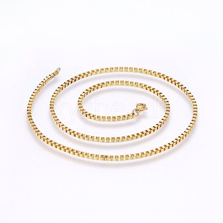 304 Stainless Steel Box Chain Necklaces NJEW-F226-05G-02-1
