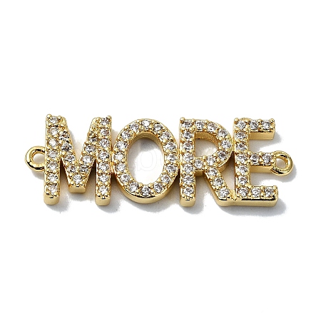 Rack Plating Brass Micro Pave Clear Cubic Zirconia Word MORE Links KK-M282-45G-1