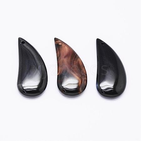 Natural Black Agate Agate Pendants G-K178-16C-1