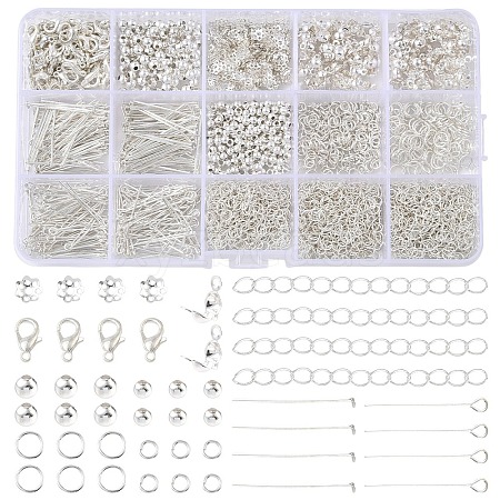 Alloy Lobster Claw Clasps & Iron Bead Tips & Eye Pin & Bead Caps & Spacer Beads & Open Jump Rings Findings Kits FIND-YW0008-89-1
