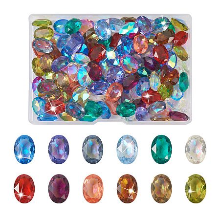 Cheriswelry 120Pcs 12 Colors Transparent Pointed Back Resin Rhinestone Cabochons KY-CW0001-01-1