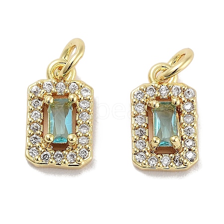 Brass Micro Pave Cubic Zirconia Charms KK-C051-11G-02-1