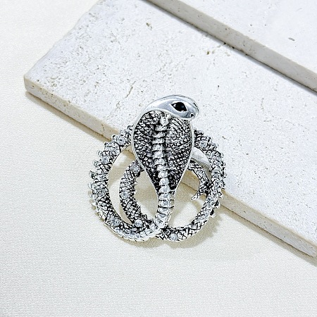 Snake Alloy Rhinestone Brooches PW-WG05DA9-01-1