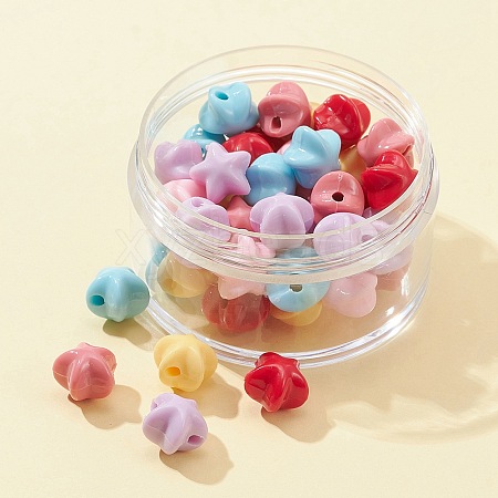 50Pcs 6 Colors Opaque Acrylic Beads MACR-FS0001-58-1