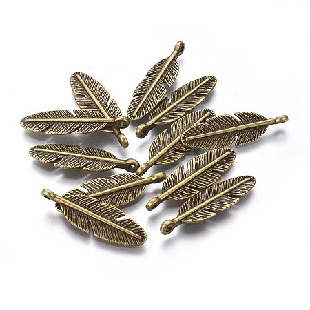 Tibetan Style Alloy Feather Pendants LS-TIBEP-1360-AB-FF-1
