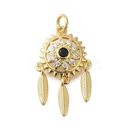 Rack Plating Brass Micro Pave Cubic Zirconia Pendants ZIRC-F142-09G-1