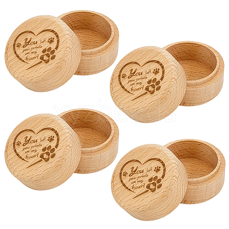 Engraved Wood Pet Fur Storage Keepsake Boxes CON-WH0085-157-1