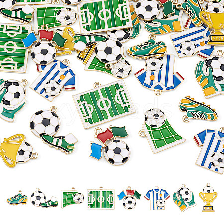32Pcs 8 Styles Alloy Enamel Pendants ENAM-TA0003-82-1