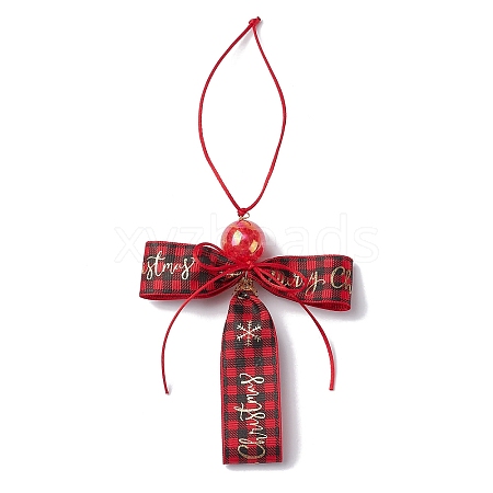 Christmas Polyester Grosgrain Cross Pendant Decorations HJEW-JM02609-01-1