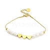 Natural Pearl & Heart Beaded Bracelet BJEW-Z016-04G-1