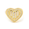 Rack Plating Heart Brass Micro Pave Clear Cubic Zirconia Cuff Finger Rings for Women RJEW-C103-08G-2