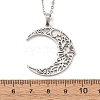 304 Stainless Steel Hollow Flower Moon Pendant Cable Chain Necklaces for Men Women NJEW-K308-01A-P-5