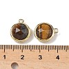 Natural Tiger Eye Faceted Flat Round Charms G-U028-03G-02-3