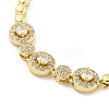 Brass Micro Pave Clear Cubic Zirconia Flat Round Link Chain Bracelets for Women BJEW-R315-01E-G-2
