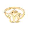 Clear Cubic Zirconia Initial Letter with Crown Adjustable Ring RJEW-M139-17M-2