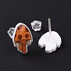 Acrylic Cartoon Mushroom Stud Earrings with Platic Pins for Women EJEW-F293-03D-1