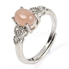 Oval Natural Sunstone Adjustable Rings RJEW-Q819-01P-05-2