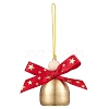 Christmas Bell Brass & Wood Pendant Decorations HJEW-TA00315-2