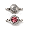 304 Stainless Steel Single Rhinestone Connector Charms STAS-E194-13P-16-2