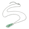 Natural Mixed Gemstone Faceted Bullet Shaped Pendant Necklaces NJEW-JN05026-02-5