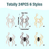  24Pcs 6 Color Glass Spider Pendant FIND-TA0003-07-13