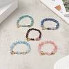 Glass Rectangle Link Bracelet with Natural & Synthetic Mixed Gemstone Chips Beaded Chains for Women BJEW-JB09231-6