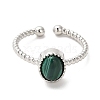 Natural Malachite Open Cuff Ring RJEW-M166-04P-E-1-2