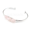 Natural Rose Quartz Chips Beaded Cuff Bangles PW-WG90661-05-1