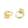 Cubic Zirconia Square Open Cuff Earrings EJEW-G312-16G-02-2