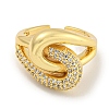 Rack Plating Brass Micro Pave Cubic Zirconia Wrapped Knot Open Cuff Ring for Women RJEW-C082-17G-2