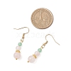 Round Natural Malaysia Jade & Rose Quartz Beaded Dangle Earrings EJEW-JE06471-4