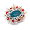 Handmade Glass Seed Beaded Oval Brooches for Women JEWB-MZ00004-4