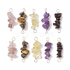 10Pcs 5 Styles Constellation Natural Garnet & Rose Quartz & Tiger Eye & Amethyst & Strawberry Quartz Copper Wire Wrapped Chip Beaded Connector Charms PALLOY-JF02905-11-1