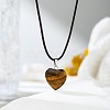 Natural Tiger EyeHeart Pendant Black Cord Necklaces LS-NI9317-14-1