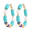 Basketball Wives Style Brass Heishi Beaded Hoop Earrings EJEW-JE04086-05-1