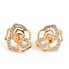 Brass Micro Pave Clear Cubic Zirconia Stud Earring Findings KK-S356-239-NF-1