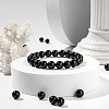 100Pcs 8mm Natural Black Stone Round Beads DIY-LS0002-15-6