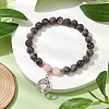 Natural Fluorescent Syenite Rock & Mashan Jade Round Bead Stretch Bracelets BJEW-JB11257-03-2