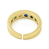 Brass with Cubic Zirconia Open Cuff Rings for Women RJEW-U011-08G-3