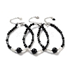 Natural Obsidian Round & Synthetic Non-magnetic Hematite & White Shell Beaded Bracelets for Women BJEW-K251-02D-1