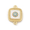 Brass Micro Pave Clear Cubic Zirconia Connector Charms KK-M303-04G-03-1