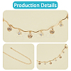 Ocean Iron Glass Rhinestone Shell Shape Tassel Waist Belly Body Chains for Women AJEW-WH20019-86-5