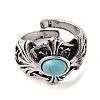 Oval Synthetic Turquoise Cuff Rings RJEW-B107-14AS-01-3