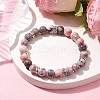 8.5mm Round Natural Pink Zebra Jasper Beaded Stretch Bracelets BJEW-JB10256-03-2