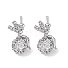 Brass Micro Pave Cubic Zirconia Stud Earrings EJEW-D288-18P-2