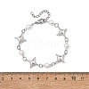 Shell Pearl & Alloy Link Chain Bracelets for Women BJEW-JB13821-4