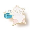 Cat with A Basket of Fish Enamel Pin JEWB-C012-05D-1