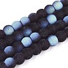 Frosted Transparent Glass Beads Strands GLAA-T032-T6mm-MBB03-1