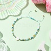 Natural Freshwater Shell & Glass Seed Beads Braided Bead Bracelets for Women BJEW-JB12362-03-1